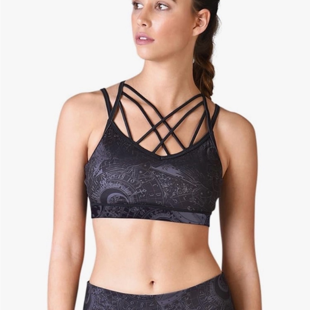 NWT Glyder Ornate Sports Bra Size XS Color Black Solstice Print